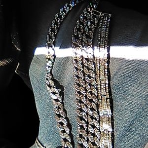 Men cuban chain and bracelet